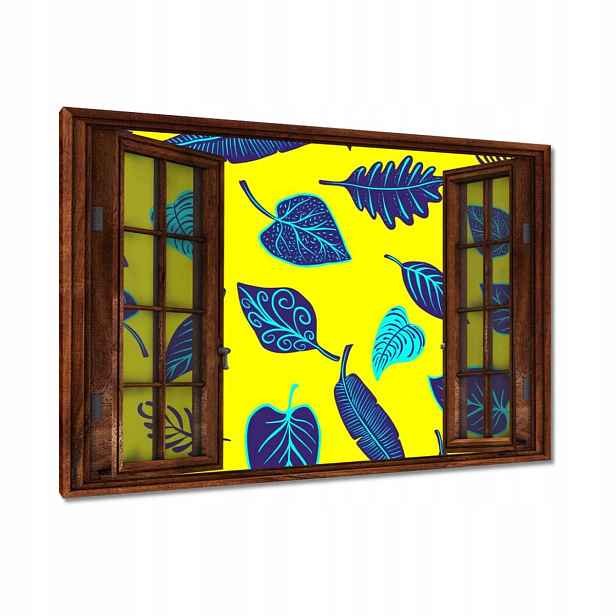 Obrazy 90x60 Modré listy Listy