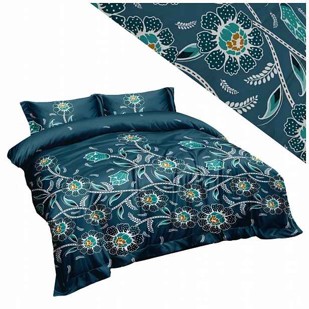 Povlečení 220x200 2 povlaky na polštáře 70x80 hladké Eusebia Home na zip, květinový vzor