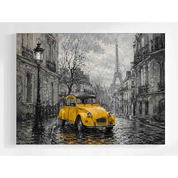 Obraz Na Plátně Canvas Město Francie Paříž Ulička Žluté Auto 80x60