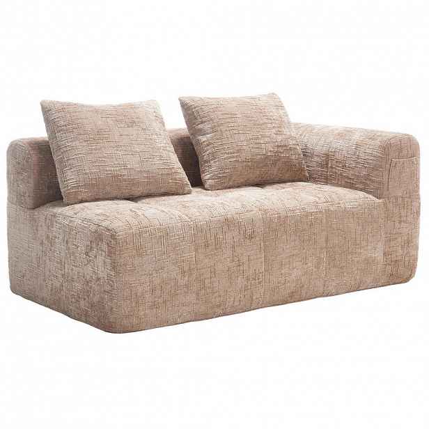Redom POHOVKA 158/90/60 cm s lenoškou, bočními kapsami a polštářem, chenille, Khaki