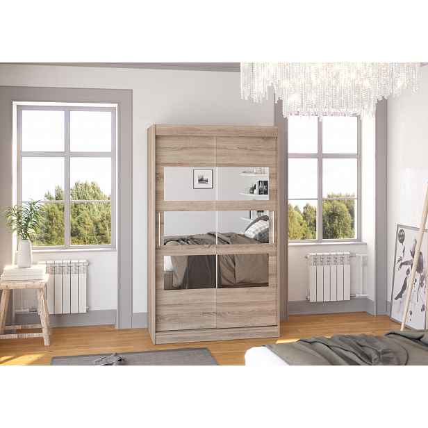Skříň se zrcadlem 120 cm DADLIA - dub lanýž