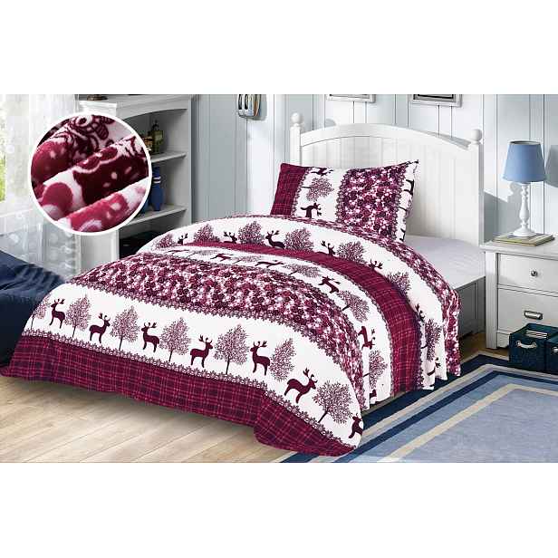 TP Mikroflanelové povlečení Winter collection 140x200+70x90 - Sobíci červení