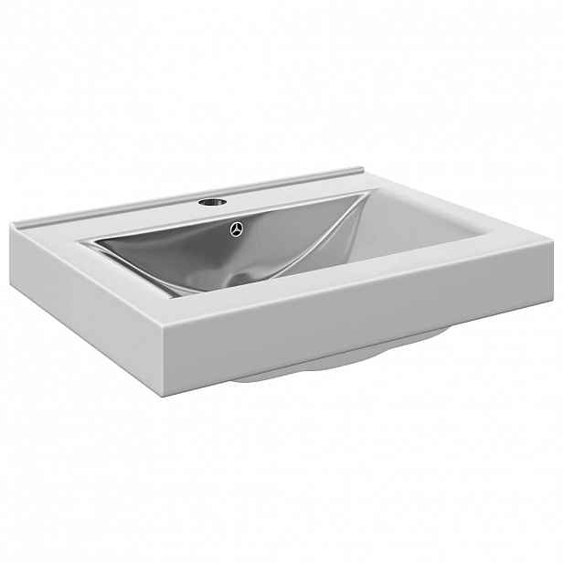 vidaXL Umyvadlo s přepadem 60 x 46 x 16 cm keramika stříbrné