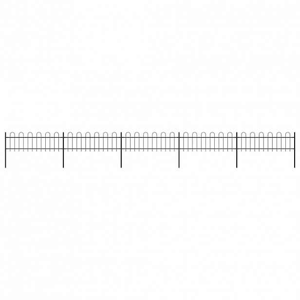 vidaXL Zahradní plot s obloukem nahoře ocelový 838 x 60 cm černý