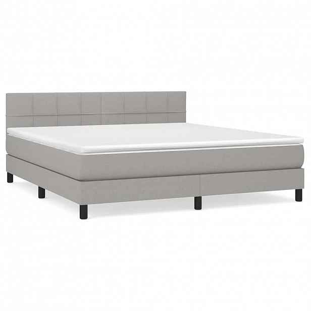 vidaXL Box spring postel s matrací světle šedá 160 x 200 cm textil