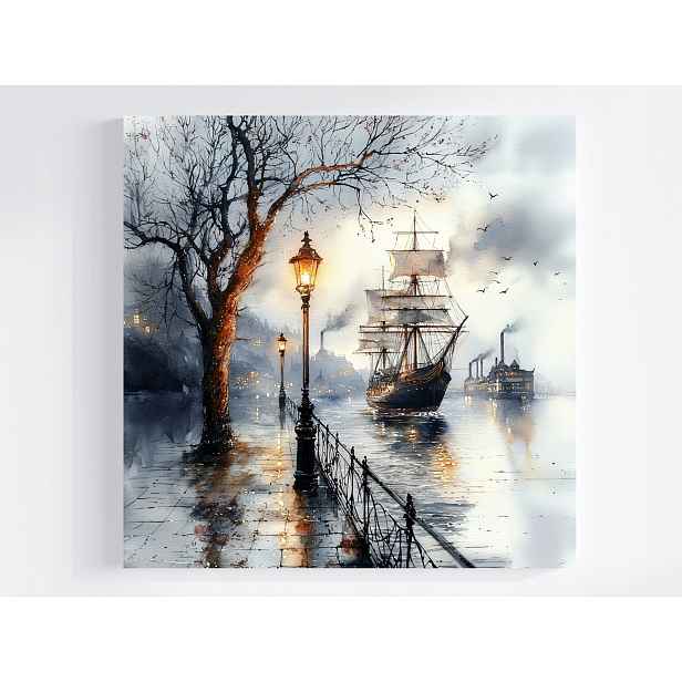 Obraz Na Plátně Canvas Město Port Kanál Promenáda Loď Plachetnice 50x50