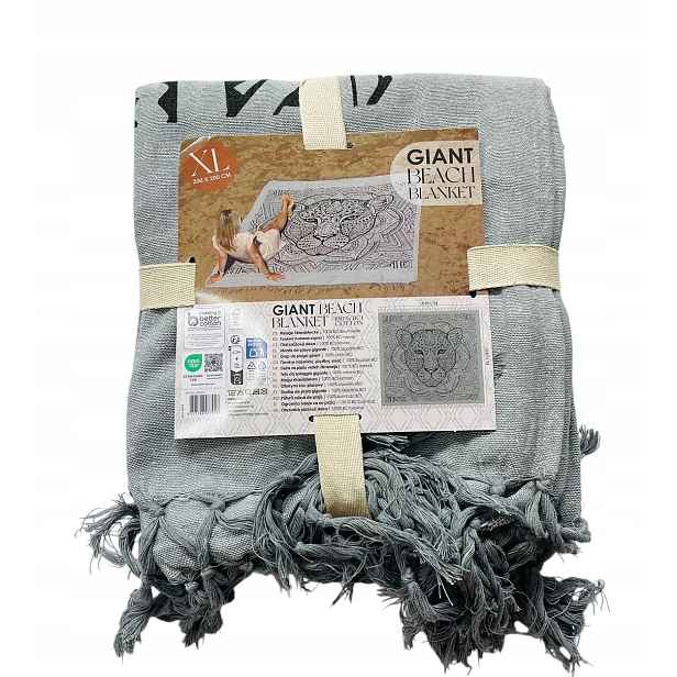 Plážová deka XXL 100% Bavlna Mandala Tygr Giant Beach Blanket 200 x 200 cm
