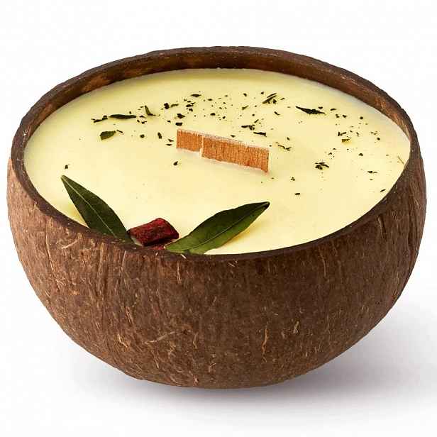 Přírodní sójová svíčka v kokosu v dárkové krabičce Thai Lime & Mango