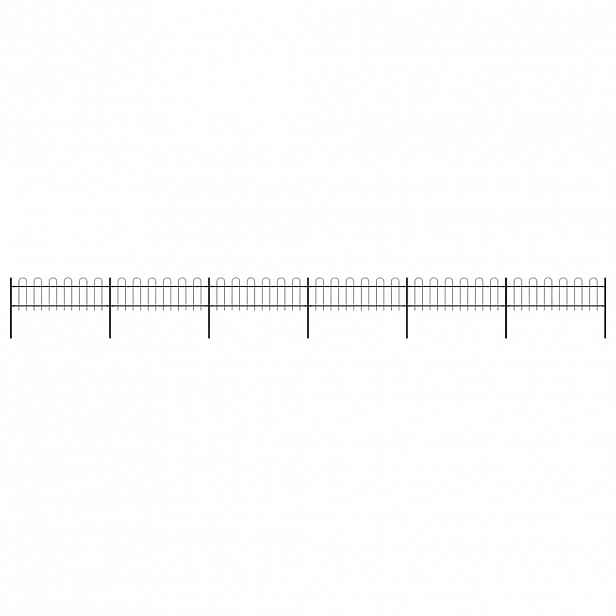 vidaXL Zahradní plot s obloukem nahoře ocelový 1005 x 60 cm černý