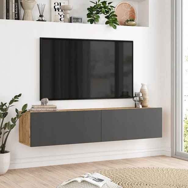 Závěsný televizní stolek Houseland Farfallo borovice Atlantic/antracitově š
