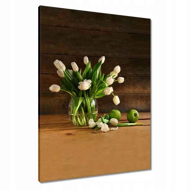 Obrazy 60x80 Bílé tulipány ve váze