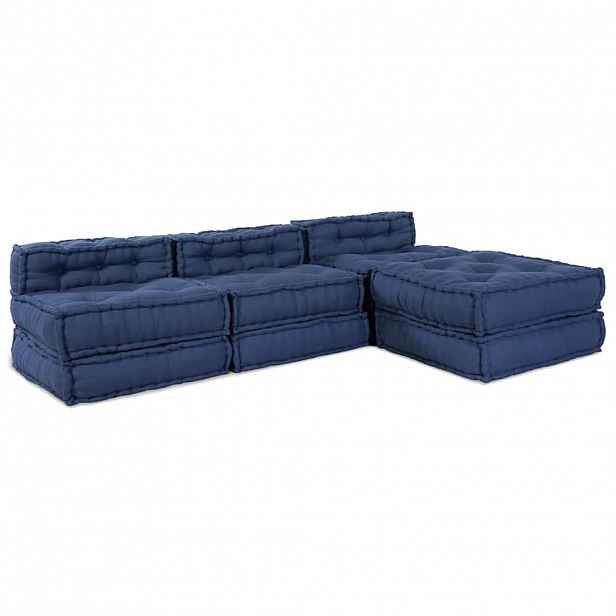 vidaXL Modulová pohovka Textil Indigo 210 x 140 x 56 cm