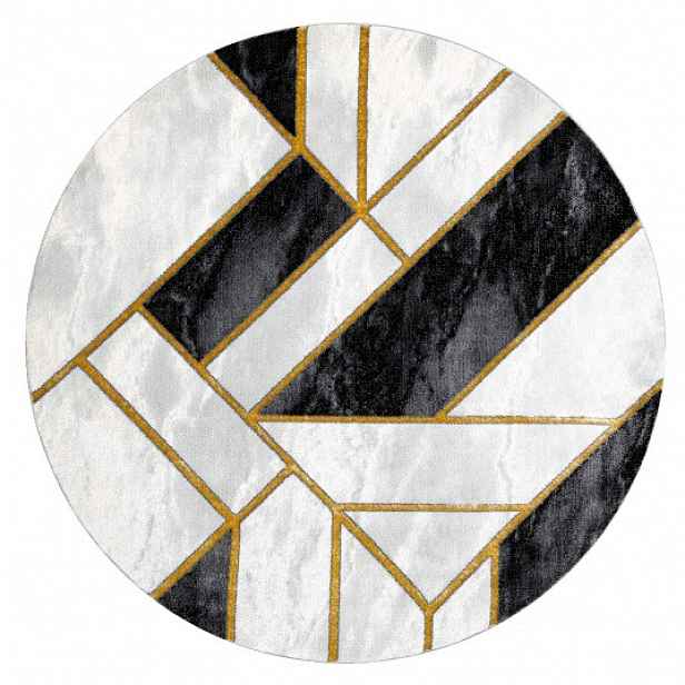 Kusový koberec Emerald 1015 black and gold kruh, 120x120 (průměr) kruh, černobílá, ložnice, Dywany Łuszczów