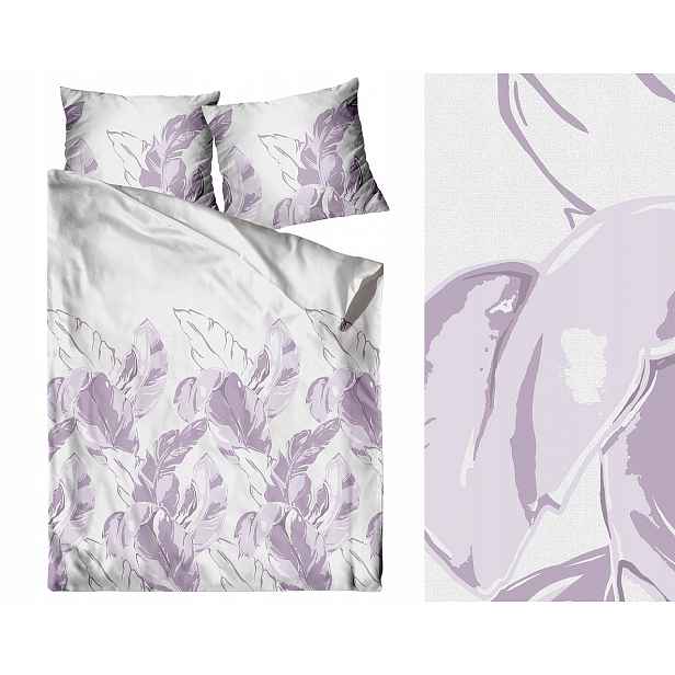 Povlečení bavlněné listy palmy 220x200 elegantní matné Premium šedé