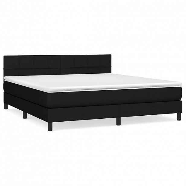 vidaXL Box spring postel s matrací černá 160x200 cm textil