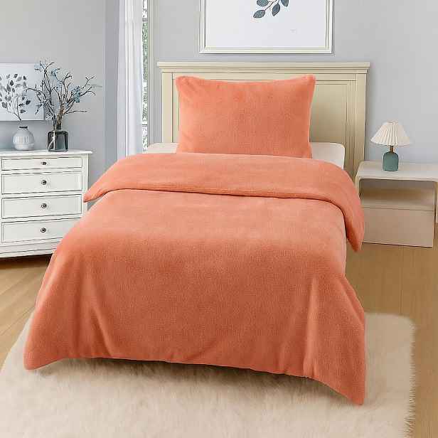 Jednobarevné mikroplyšové povlečení Premium 140x200+70x90 Lososové