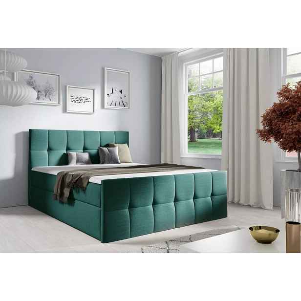 Manželská postel CHLOE - 140x220, zelená 2 + topper ZDARMA