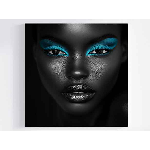 Obraz Na Plátně Canvas Portrét Žena Tvář Makro Foto Neon Turkus 60x60