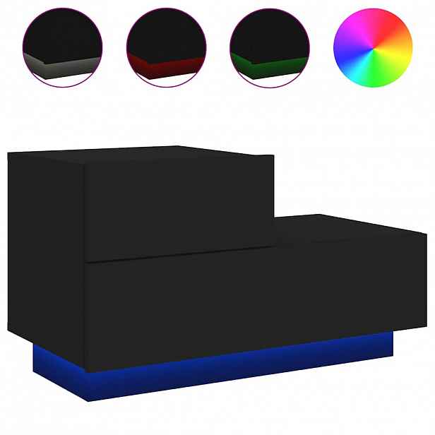 vidaXL Noční stolek s LED osvětlením černý 70 x 36 x 40,5 cm