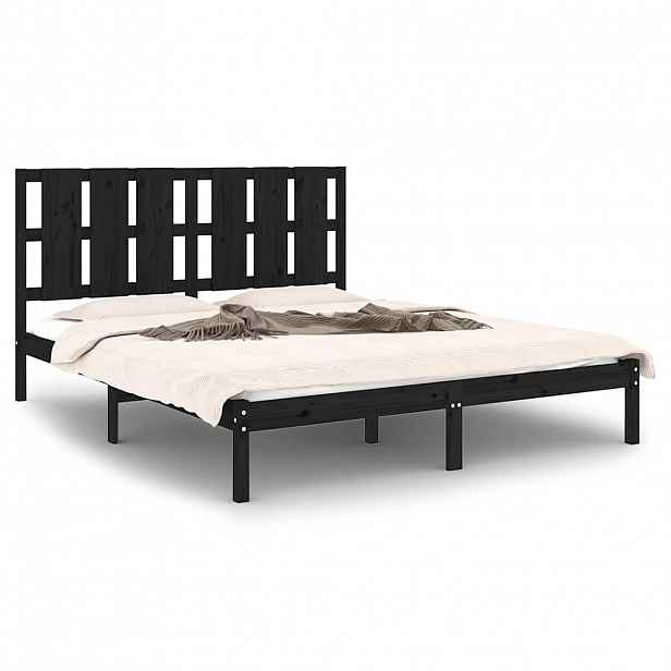 vidaXL Rám postele černý masivní dřevo 150 x 200 cm King Size