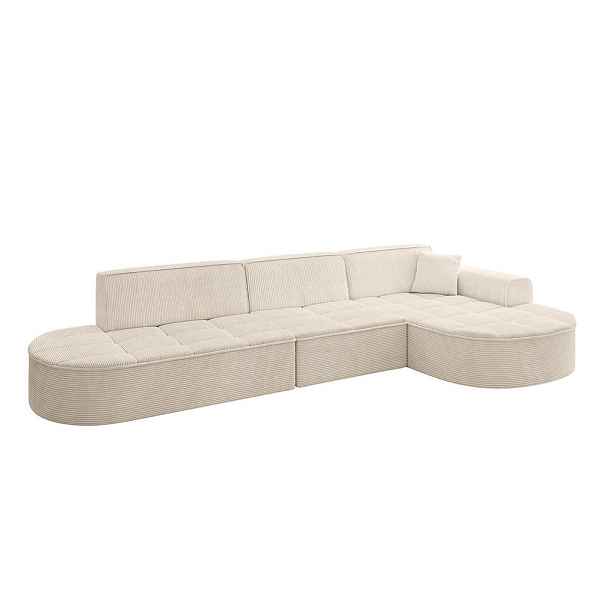 ALTDECOR ROHOVÁ SEDAČKA s otomanem, pravá TARO-L2 328x171x79,5 Béžová Manšestr
