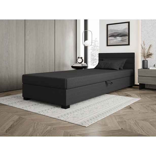Čalouněná postel 100x195 KASANDRA 1 s úložným prostorem - šedá