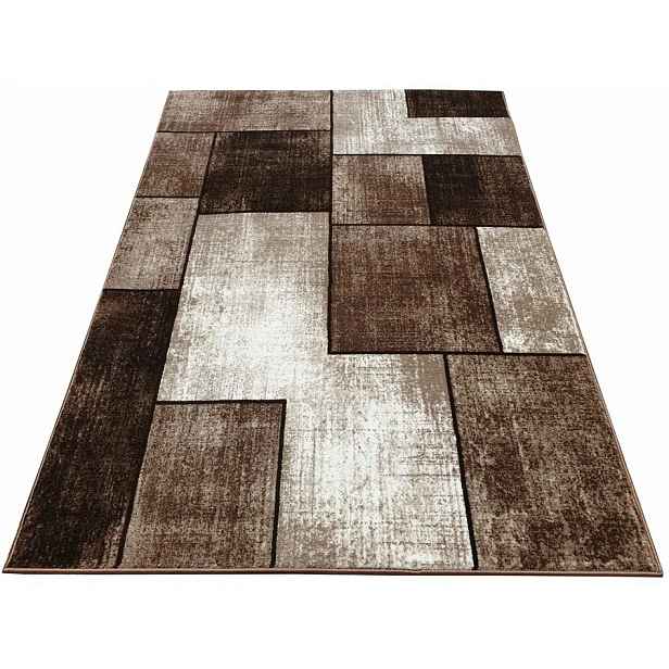 Geometrický kusový koberec 150x300 cm DEMIAN - hnědý / béžový