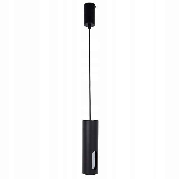 Moderní závěsná lampa, černá, stříbrná tuba do kuchyně nad ostrovní bar Sigma
