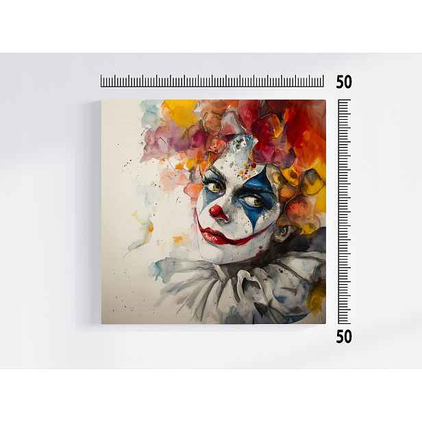 Obraz Na Plátně Canvas Akvarel Portrét Klaun Pajac Pierrot Cirkus 50x50