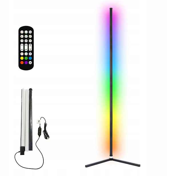 Stojací Rgb Led podlahová lampa rohová 155CM dálkový ovladač, Aplikace Music Sensor