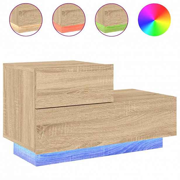 vidaXL Noční stolek s LED osvětlením dub sonoma 70 x 36 x 40,5 cm