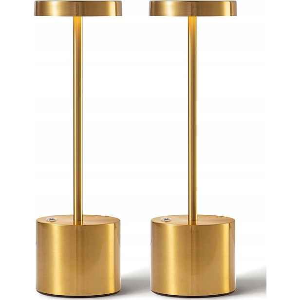Visdanfo 2 kusy bezdrátových akumulátorových stolních lamp, zlatá