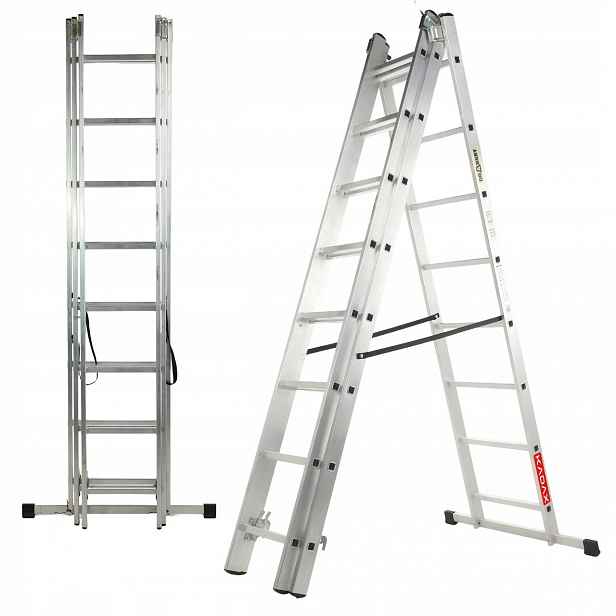 Žebřík Hliníkový Multifunkční 3x8 Silný 150kg Hák bonus Produkt Polský