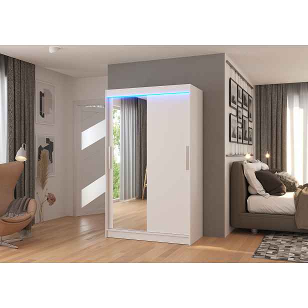 Zrcadlová skříň 120 cm s LED osvětlením CABRIS - bílá