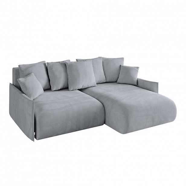 ALTDECOR ROHOVÁ SEDACÍ SOUPRAVA s otomanem vpravo ONESK-L -v1 216x177x72 světle šedý velur