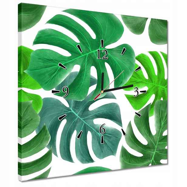 Hodiny 40x40 Listy Monstery Tropiky