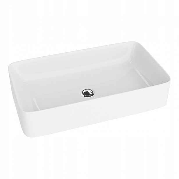 Umyvadlo na desku Pasana, obdélníkové, bílé, prémiový porcelán