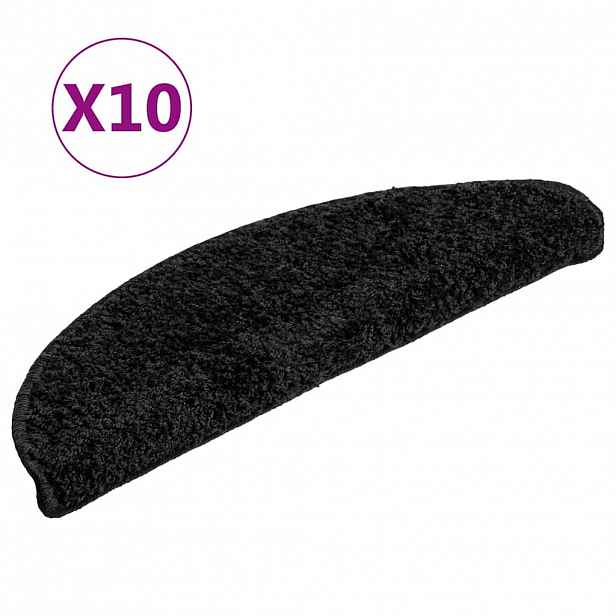 vidaXL Schodové rohože 10 ks 56 x 17 x 3 cm černé, půlkulaté