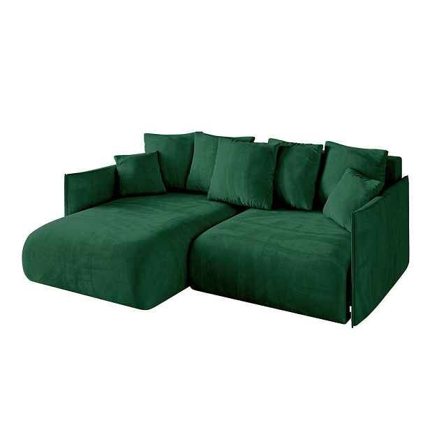 ALTDECOR ROHOVÁ SEDAČKA s funkcí spaní a otomanem, levá ONESK-L 216x177x72 Zelená Velur