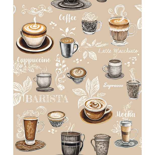 Béžová tapeta do kuchyně káva šálky kávy barista espresso tapety