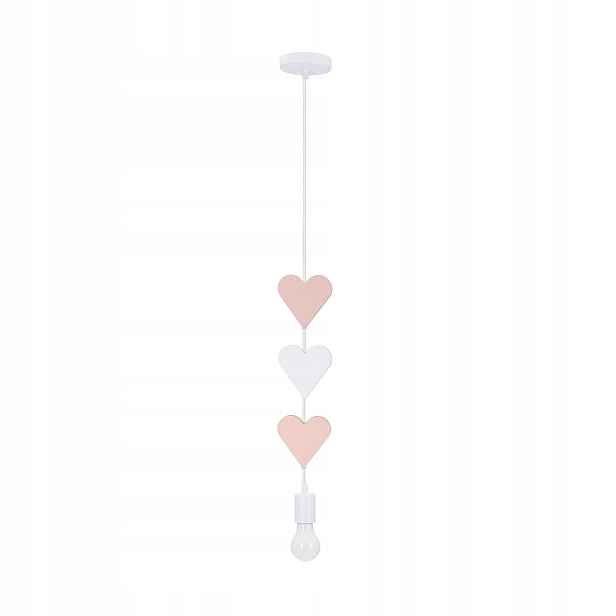 Candellux dětská závěsná lampa Hearts srdce bílo-růžová 1xE27 20W