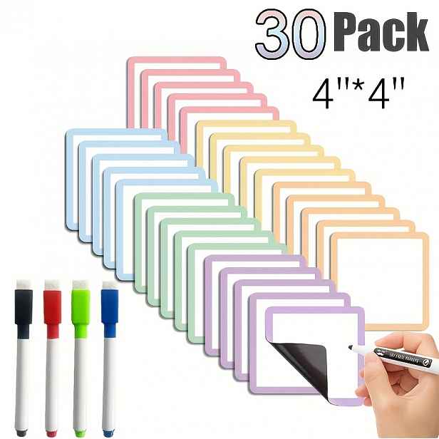 TEMU 30 Opakovaně Použitelných Magnetických Lepicích Poznámek, Dekorovaných Vánočními Magnety, 4x4 Palce - Pomůcky pro Návrat do Školy - Obsahuje 4