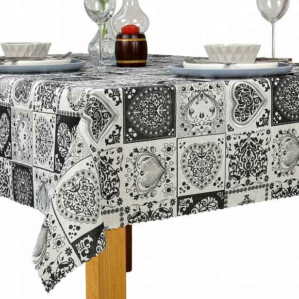 Ubrus odolný proti skvrnám Tisk na Valentýna Romantická večeře 130 x 410 cm