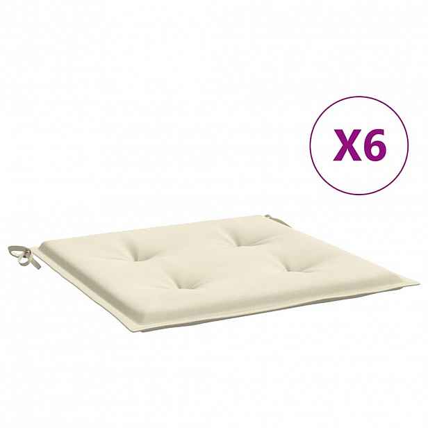 vidaXL Podušky na zahradní židli 6 ks krémové 40x40x3 cm látka oxford