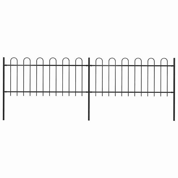 vidaXL Zahradní plot s obloukem nahoře ocelový 337 x 80 cm černý