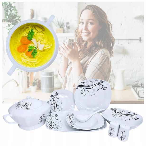 Jídelní Servis Sada Talířů Stolní Nádobí Sada Pro 12 Osob Porcelán