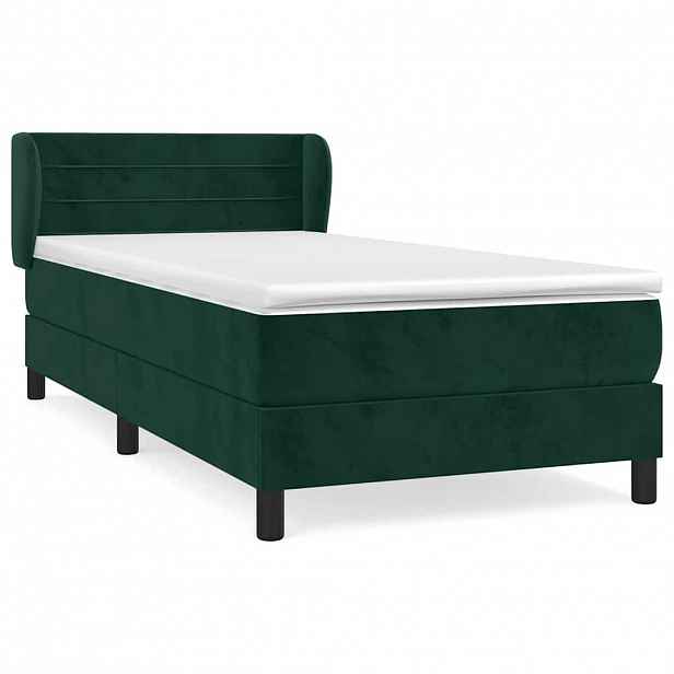 vidaXL Box spring postel s matrací tmavě zelená 90x190 cm samet