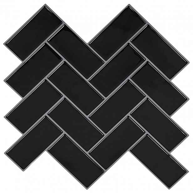 vidaXL Dlaždice vzoru rybí kosti 10 ks Černá 30 x 30 cm