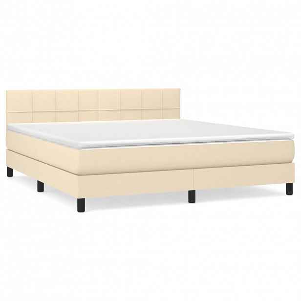vidaXL Box spring postel s matrací krémová 160x200 cm textil