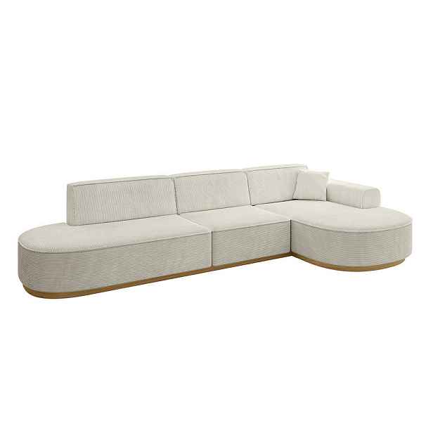 ALTDECOR ROHOVÁ SEDAČKA s otomanem, pravá MARI-L2-v2 328x171x83 Krémová Manšestr